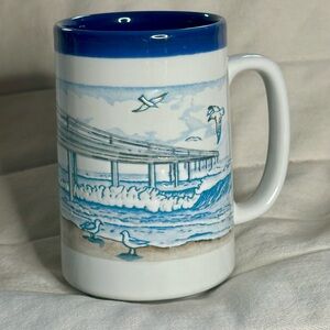 Coastal Blue and White Ceramic Mug